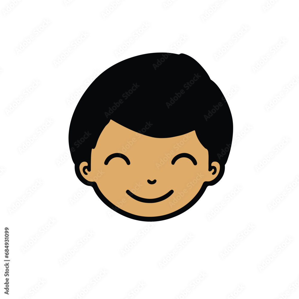 head Icon of cute boy face. Flat outline style. head Icon of cute boy face. Flat outline style.
