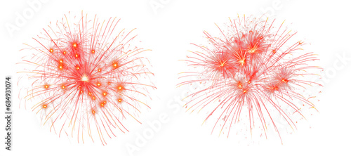 Red fireworks on white