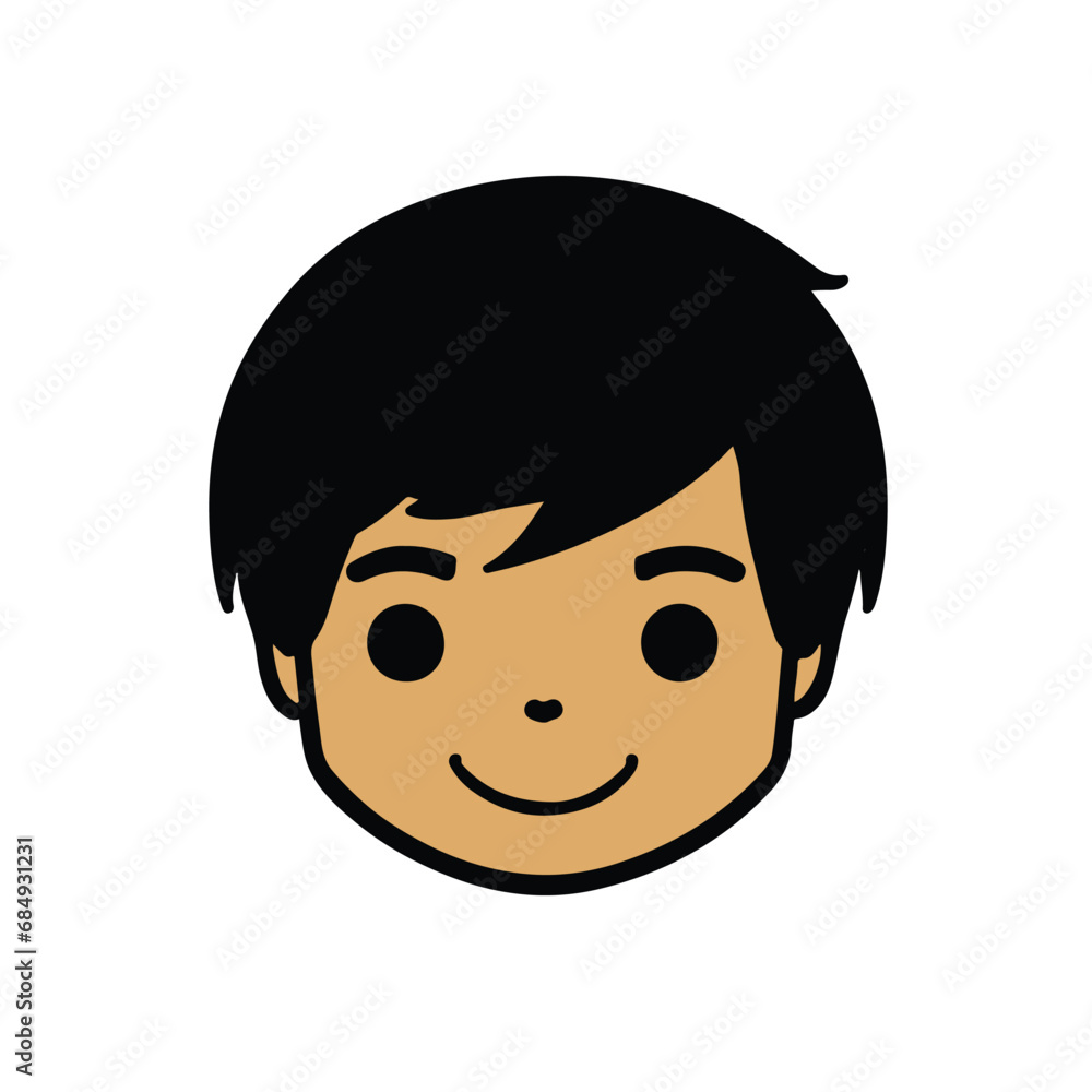 head Icon of cute boy face. Flat outline style. head Icon of cute boy face. Flat outline style.
