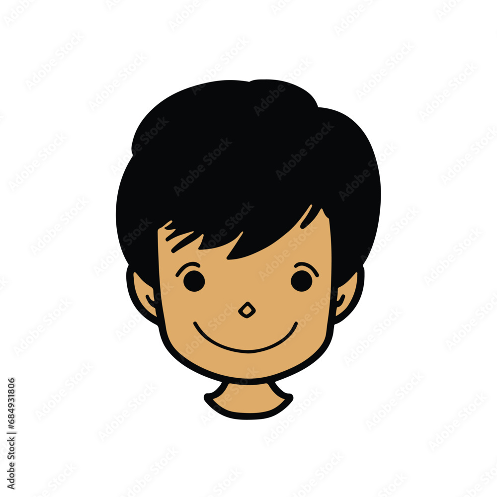 head Icon of cute boy face. Flat outline style. head Icon of cute boy face. Flat outline style.