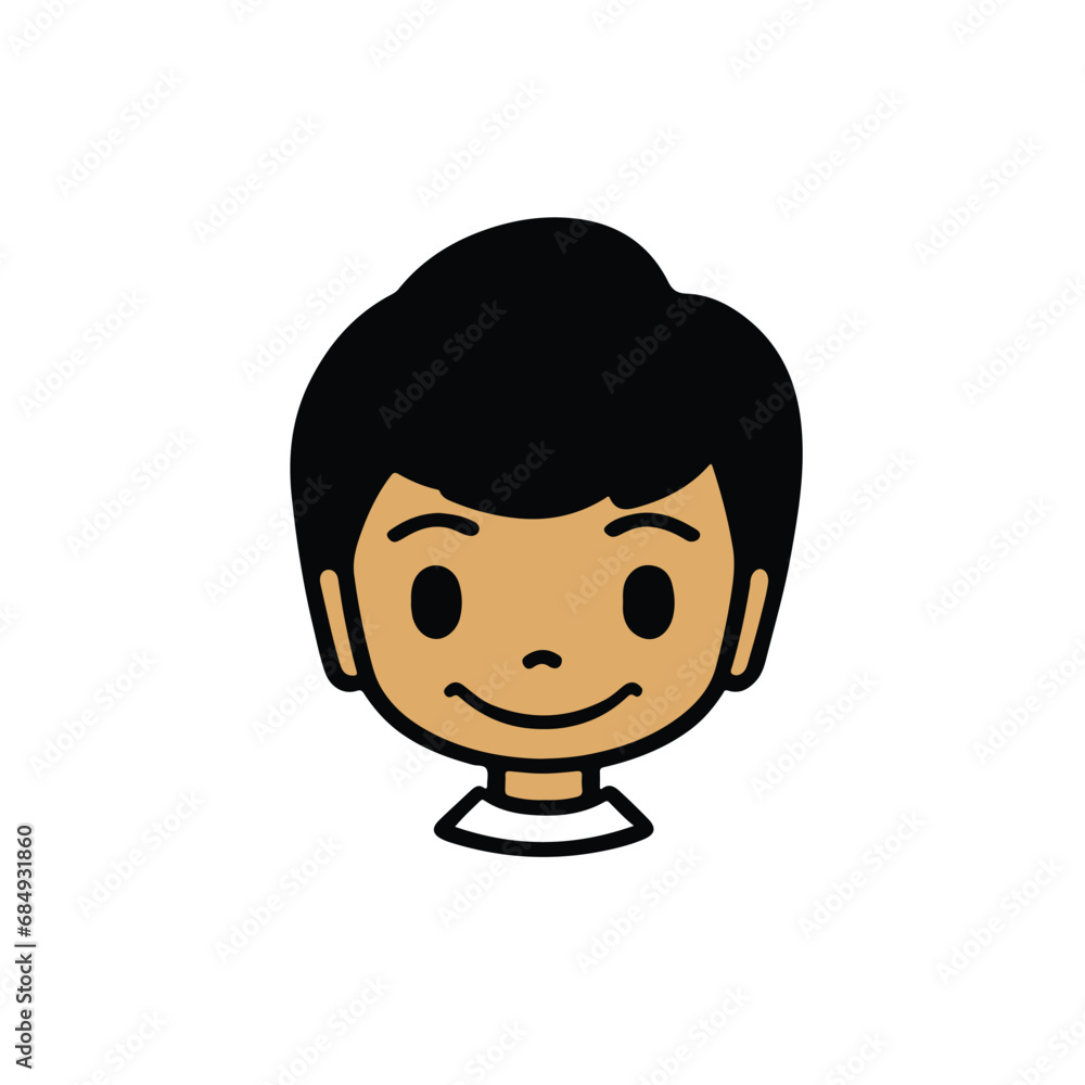 head Icon of cute boy face. Flat outline style. head Icon of cute boy face. Flat outline style.