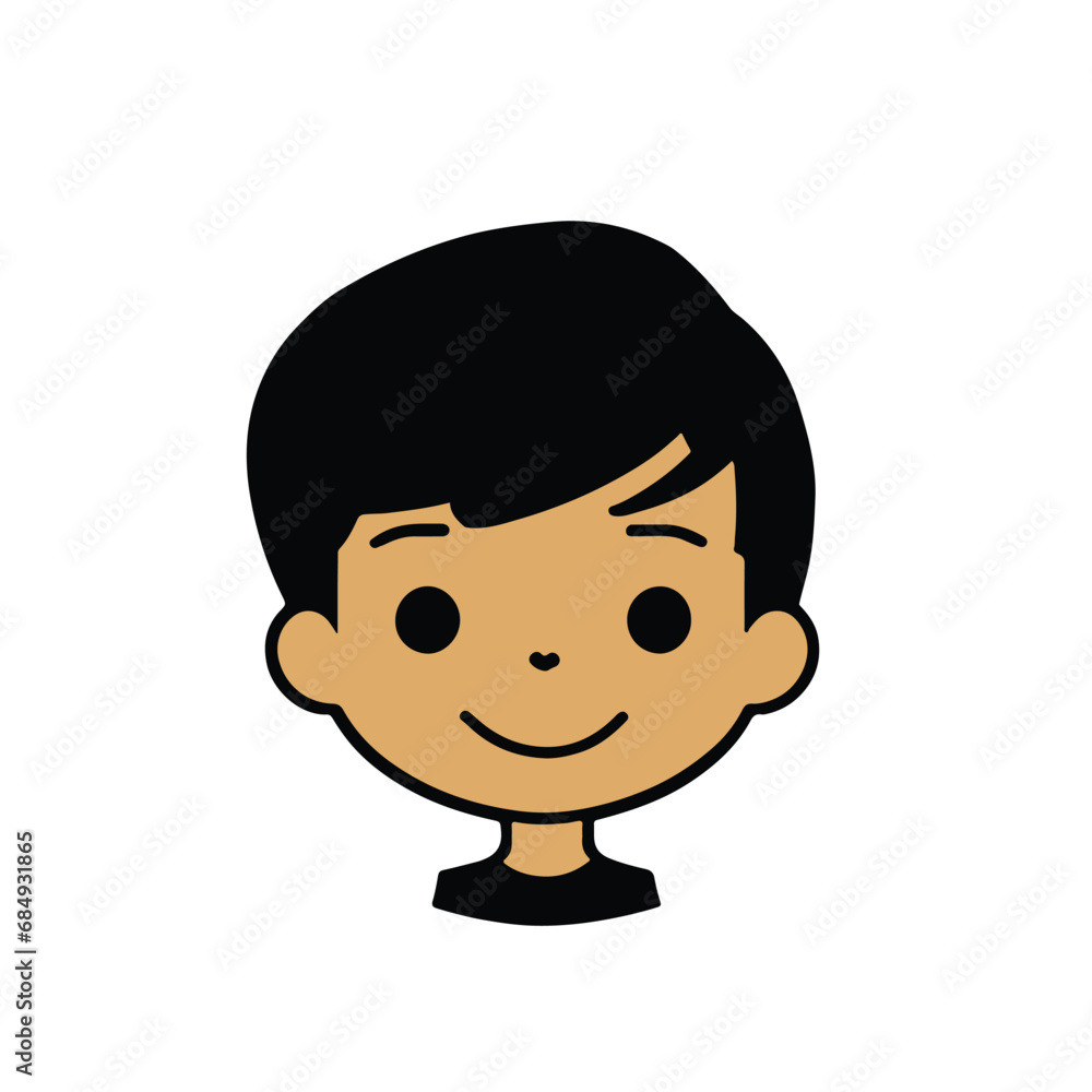 head Icon of cute boy face. Flat outline style. head Icon of cute boy face. Flat outline style.