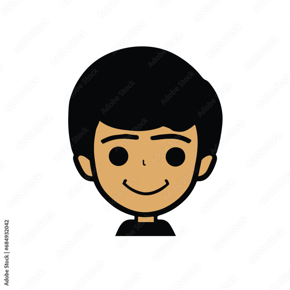 head Icon of cute boy face. Flat outline style. head Icon of cute boy face. Flat outline style.