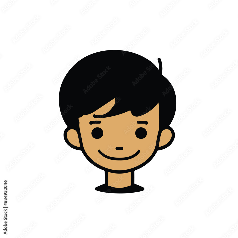 head Icon of cute boy face. Flat outline style. head Icon of cute boy face. Flat outline style.