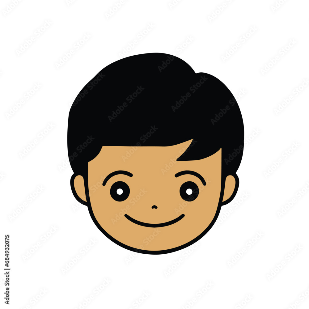 head Icon of cute boy face. Flat outline style. head Icon of cute boy face. Flat outline style.