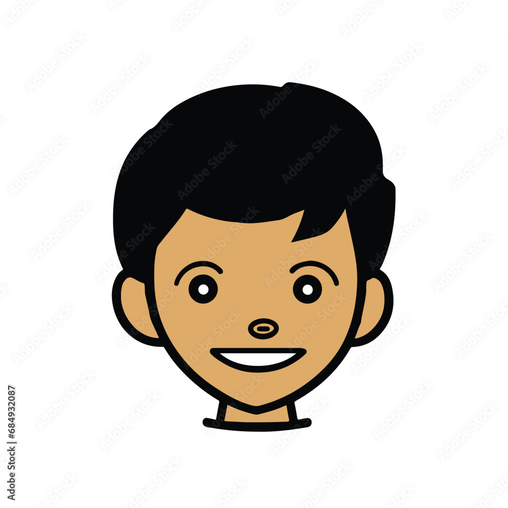 head Icon of cute boy face. Flat outline style. head Icon of cute boy face. Flat outline style.