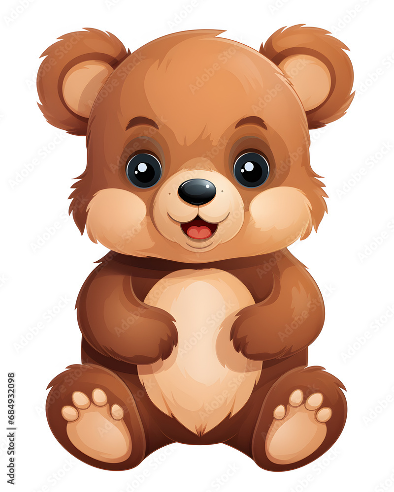 Fototapeta premium doodle teddy bear happiness sitting ,single lovely bear