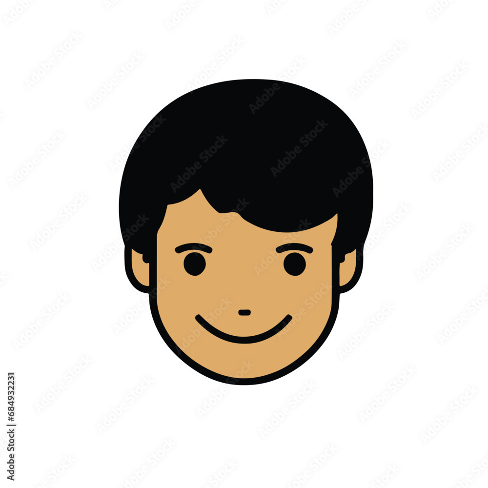 head Icon of cute boy face. Flat outline style. head Icon of cute boy face. Flat outline style.