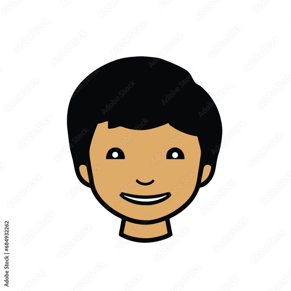 head Icon of cute boy face. Flat outline style. head Icon of cute boy face. Flat outline style.