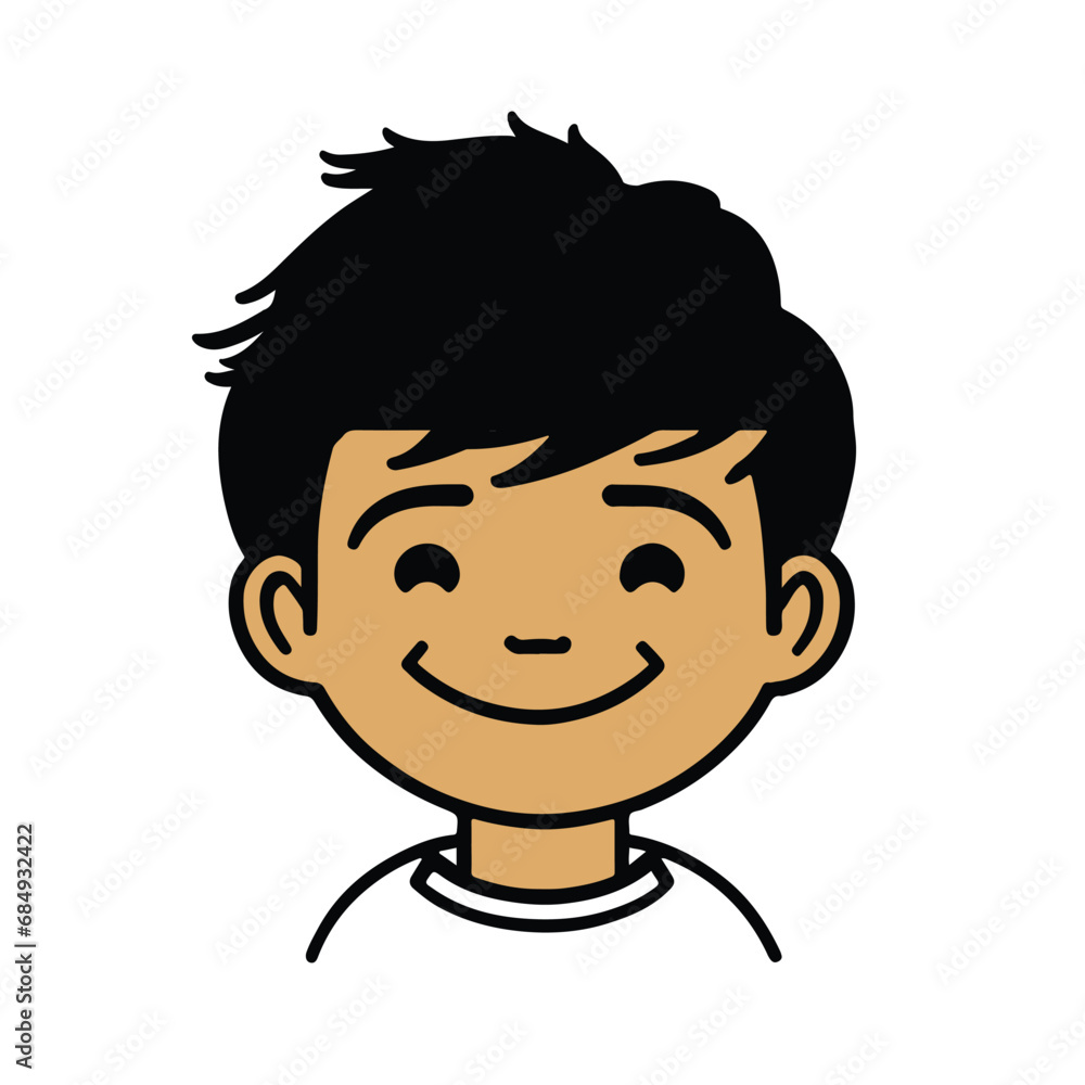 head Icon of cute boy face. Flat outline style. head Icon of cute boy face. Flat outline style.