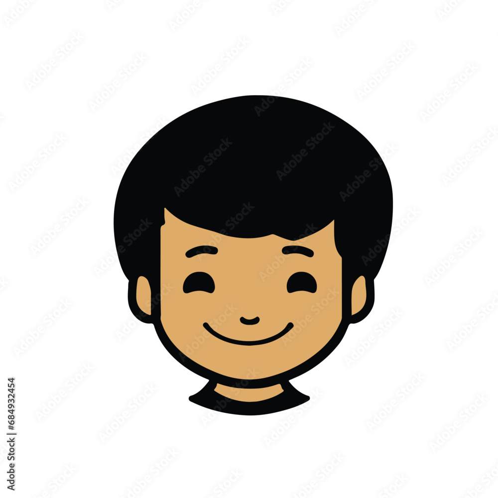head Icon of cute boy face. Flat outline style. head Icon of cute boy face. Flat outline style.