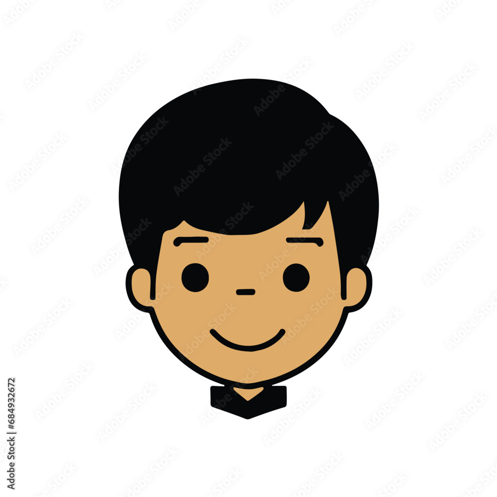 head Icon of cute boy face. Flat outline style. head Icon of cute boy face. Flat outline style.