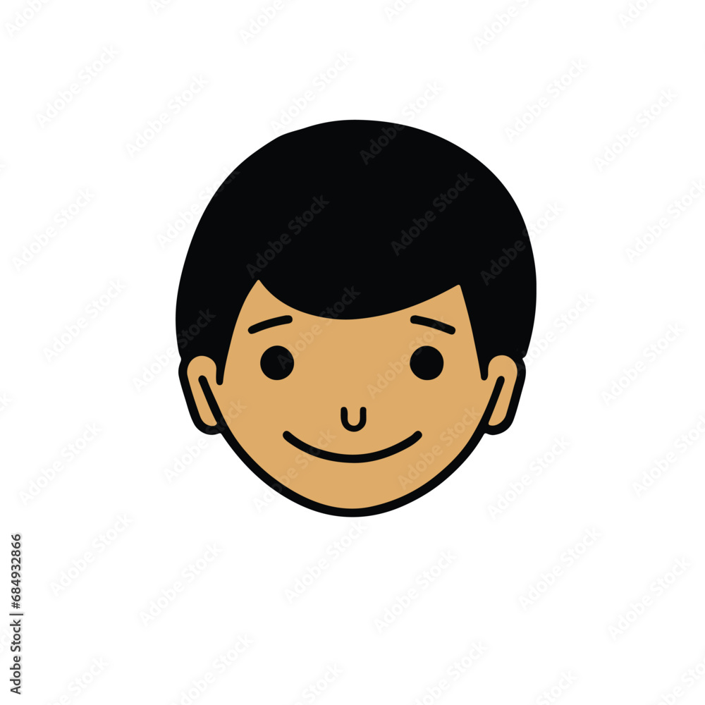 head Icon of cute boy face. Flat outline style. head Icon of cute boy face. Flat outline style.