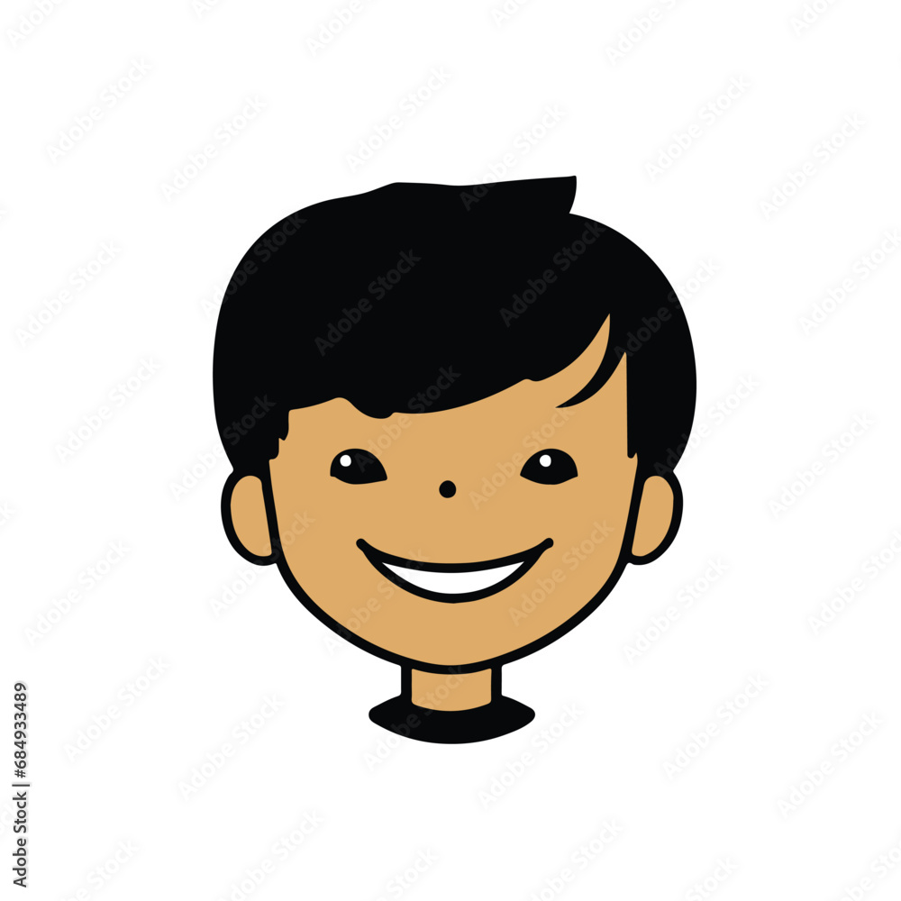 head Icon of cute boy face. Flat outline style. head Icon of cute boy face. Flat outline style.