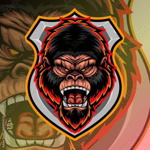 Gorilla head vector logo esports (ID: 684934235)