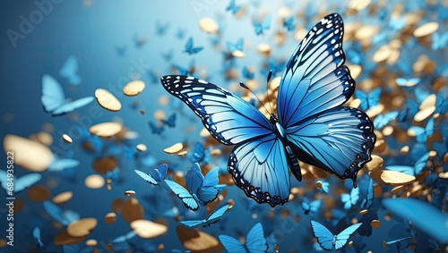 "Blue Butterfly in Flight: A Captivating 3D Render © NafisaNajmin