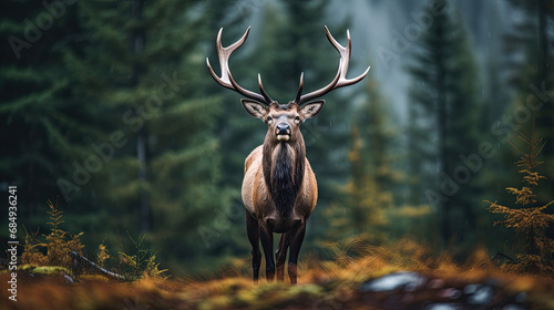 Deer with giant antlers in the woods © AI Studio - R