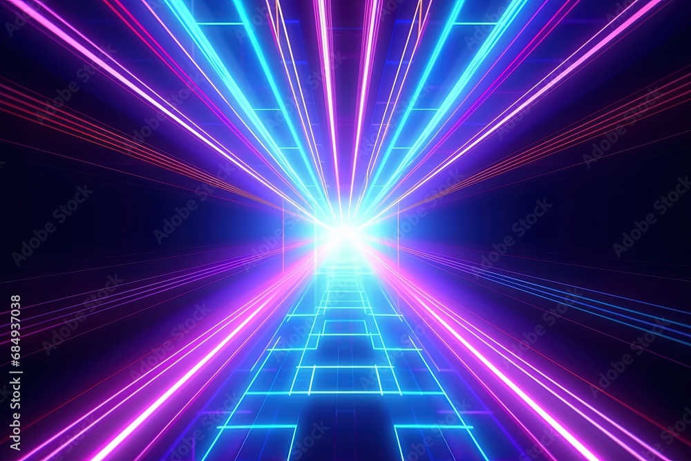 Fototapeta premium abstract futuristic background with pink blue glowing neon moving high speed wave lines and bokeh lights. Data transfer concept Fantastic wallpaper