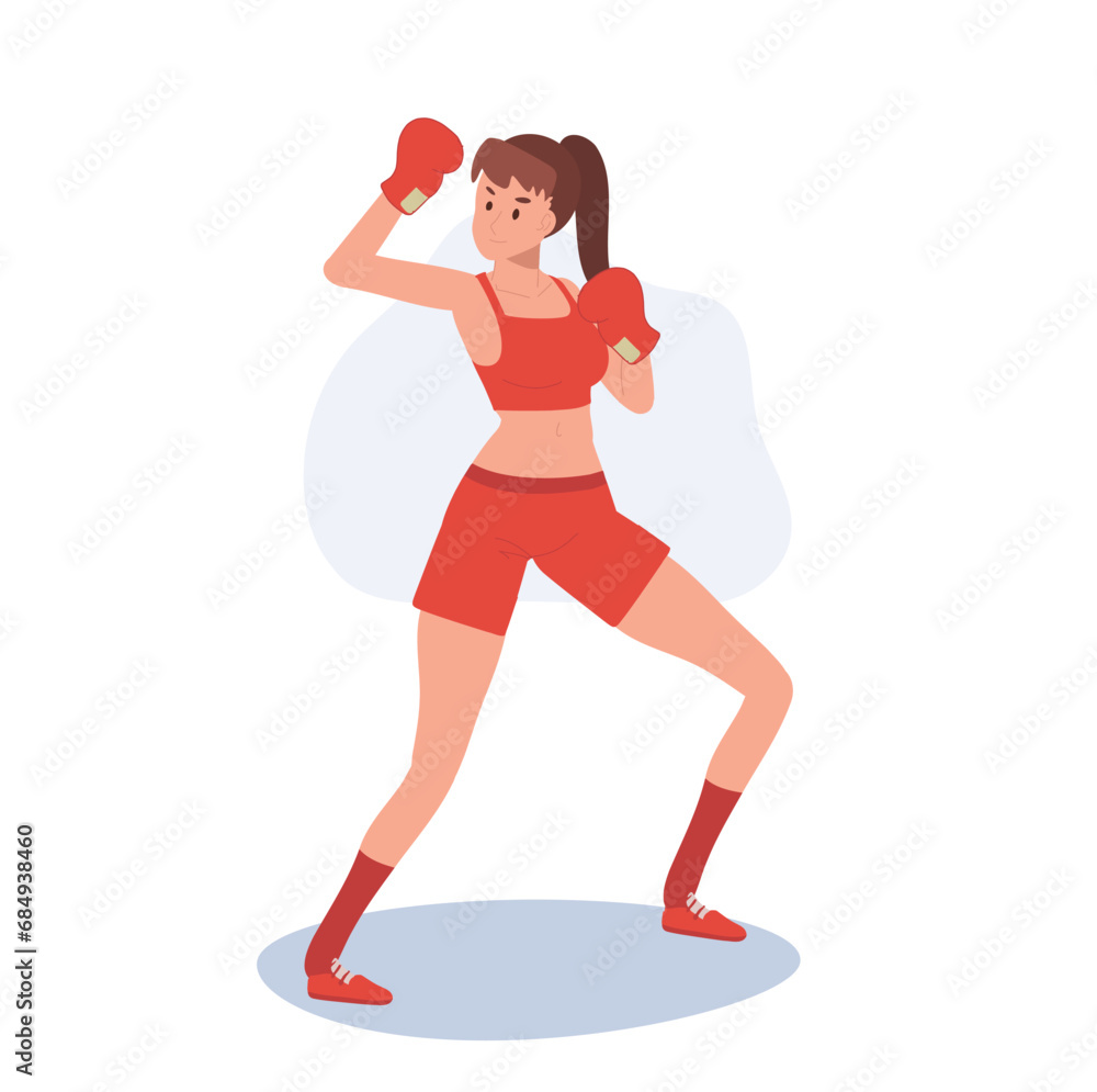 Active Sports Woman Boxing with Confidence. Powerful Female Boxer in Gym Workout Session Active Sports Woman Boxing with Confidence. Powerful Female Boxer in Gym Workout Session