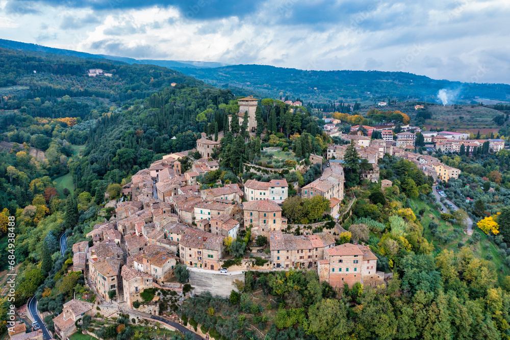 Cetona, Travel in Tuscany, Italy. Magnificent view of the ancient hilltop village of Cetona, Siena, Italy.