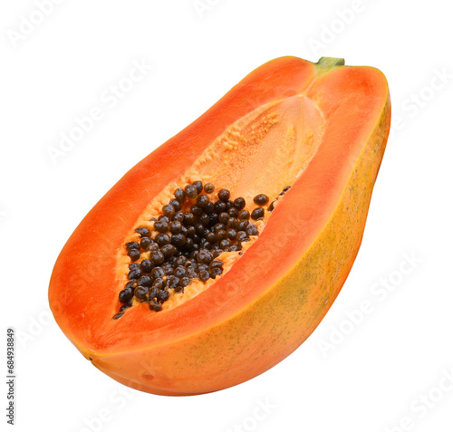 half of ripe papaya isolated png file