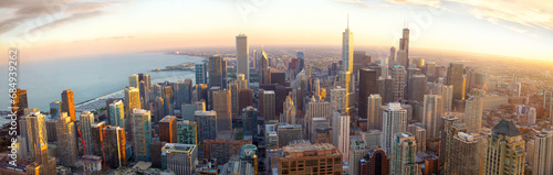 Chicago panorama at sunset