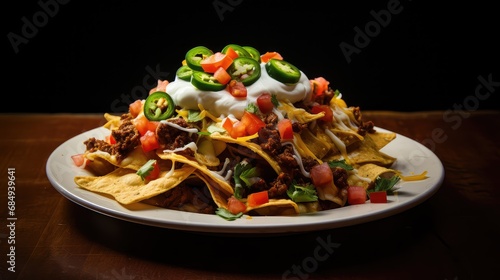 background nachos mexican food classic illustration loaded cheese, salsa guacamole, chips spicy background nachos mexican food classic photo