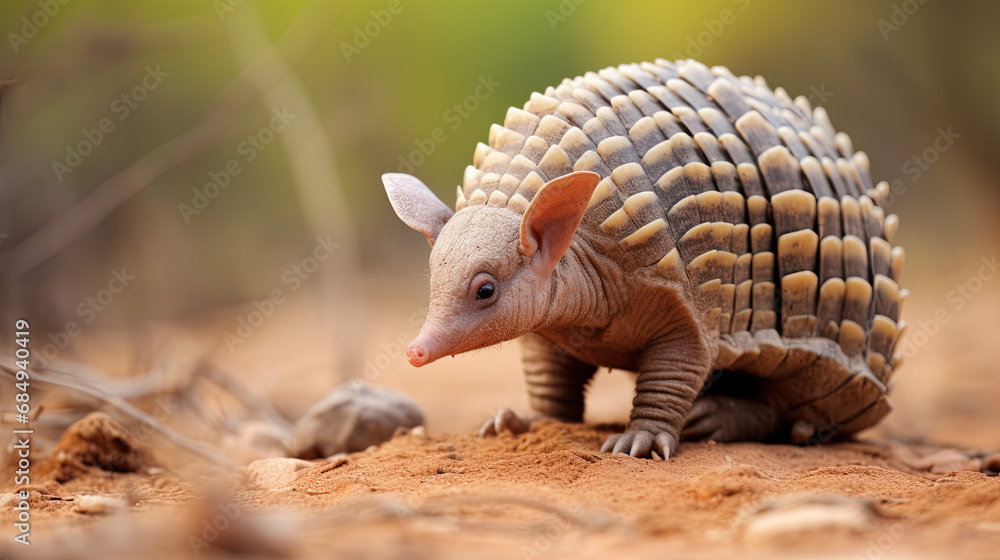 Close up of baby armadillo