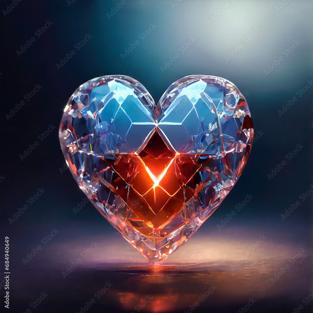 Fototapeta premium ガラスのハート_04(glass heart_04,Generative AI)