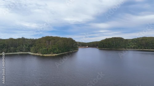 Flight to the heavily forested and moody lakeside of Lake Cooloolabin QLD photo