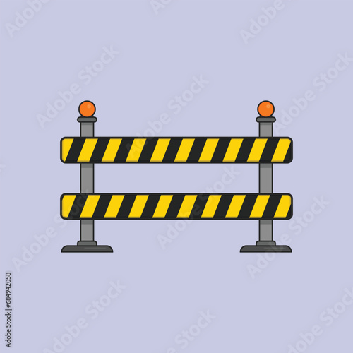 Flat Construction Barrier Vector Illustration yellow barrier blockage