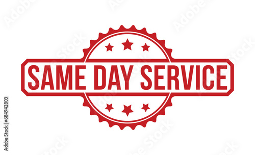 Same Day Service stamp red rubber stamp on white background. Same Day Service stamp sign