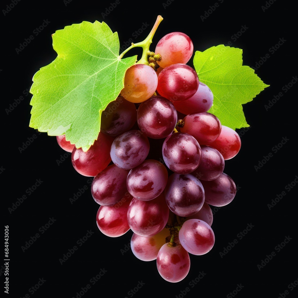Fototapeta premium fresh grape cluster with leaves