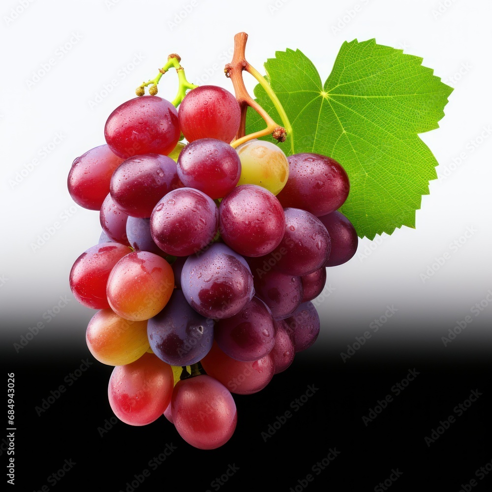 Fototapeta premium fresh grape cluster with leaves