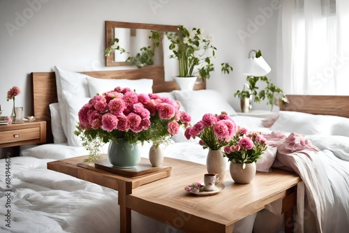 beautiful flowers in bedroom table