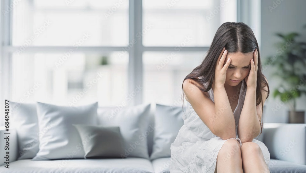 Unhappy woman sad thinking about problems. Unhappy woman sad thinking about problems.