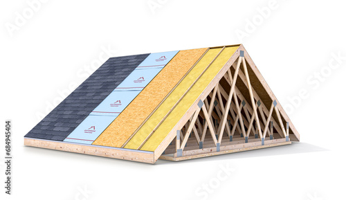 Fototapeta Naklejka Na Ścianę i Meble -  Roof of frame house. 3d illustation