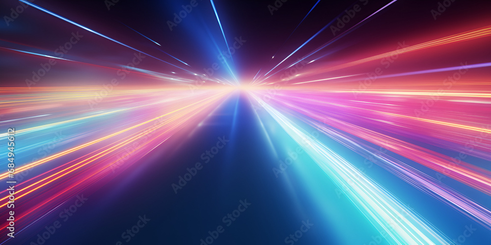 abstract light background,Light Speed Background,Neon light of different bright colors light reflection Abstract neon tunnel Blue background