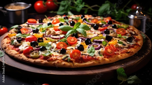 healthy vegetable pizza food vegetable illustration fresh vegetarian, cheese crust, tomato onion healthy vegetable pizza food vegetable photo
