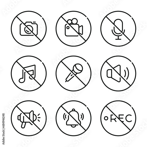 Set of prohibition sign symbol vector