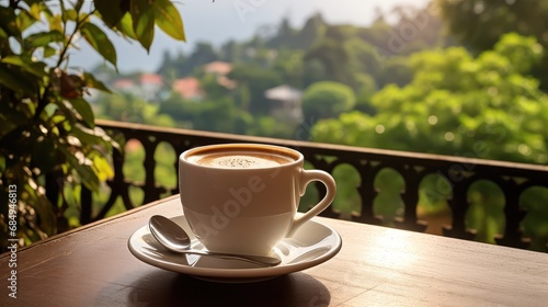 woman view coffee drink coffee on terrace illustration outdoor female, people happy, young adult woman view coffee drink coffee on terrace