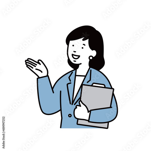 案内をする女性会社員のイラスト素材