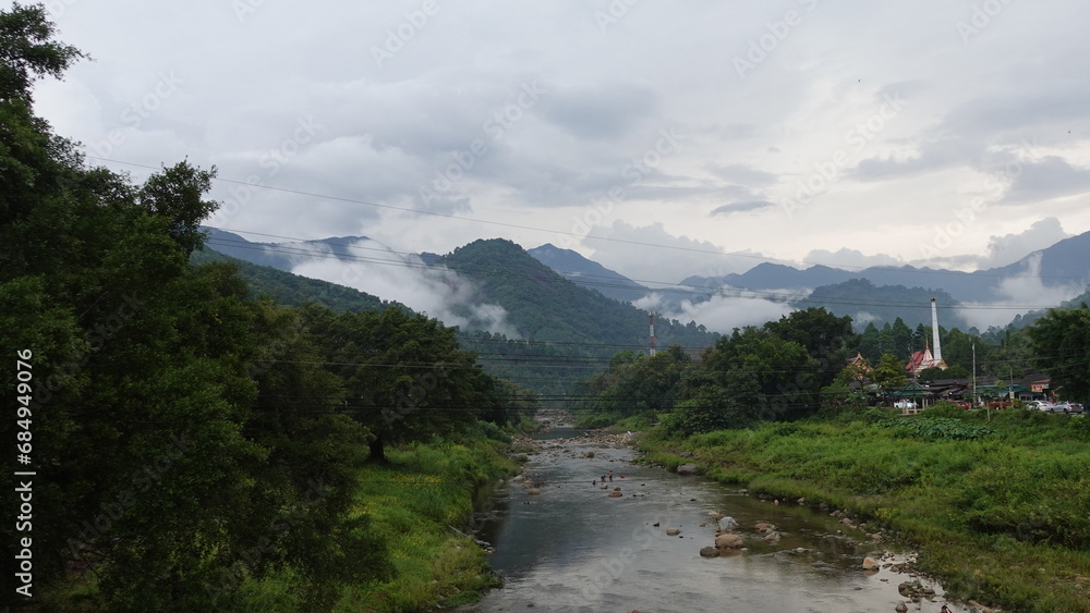 Fototapeta premium タイで1番空気が綺麗な村・キリウォン村 ナコンシータマラート・タイ หมู่บ้านคีรีวง Kiriwong Village, Nakhon Si Thammarat