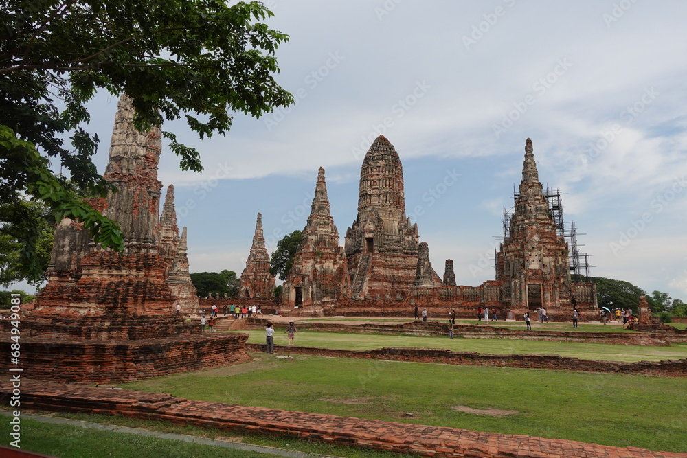 Naklejka premium ワットチャイワッタナーラーム アユタヤ・タイ วัดไชยวัฒนาราม Ayutthaya, Thailand
