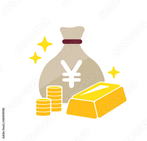 お金・資産・お金持ち (日本円) ベクターアイコンイラスト