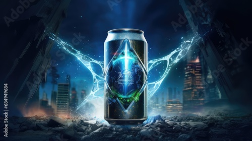 beverage can energy drink innovative illustration lightning aluminum, template product, liquid soft beverage can energy drink innovative