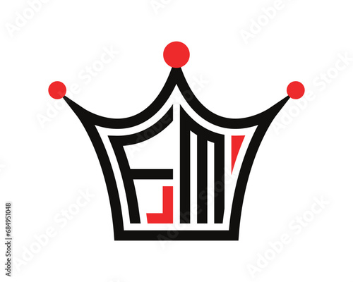 Crown shape FM letter logo design vector art