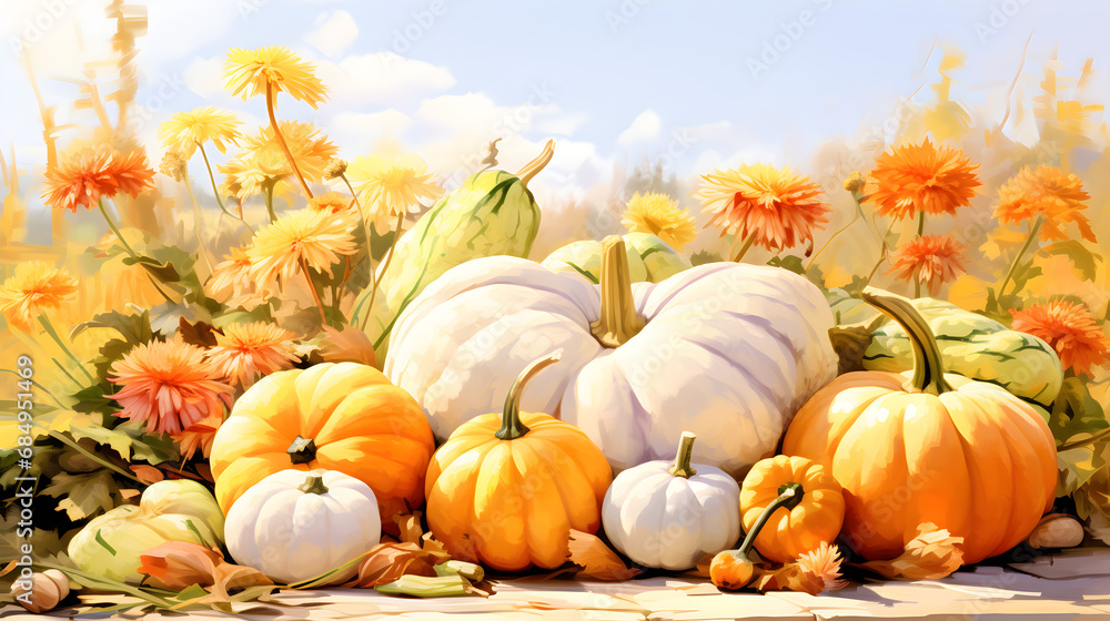 Free vector autumn thanksgiving watercolor clipart white backgroundThanksgiving day with fruits and vegetables on the table autumn harvest at a time of abundance

