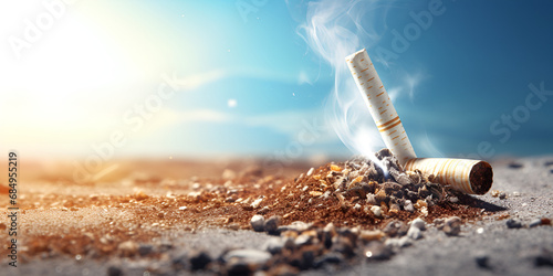 Up in Flames: Unmasking the Social, Economic, and Health Challenges Woven into the Fabric of Cigarette Culture,From Ash to Embers, Clearing the Airwaves background generative ai photo