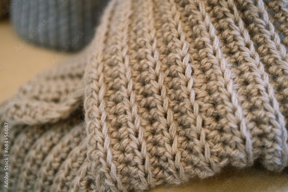 Knitted handmade hat and scarf on the market Knitted handmade hat and scarf on the market